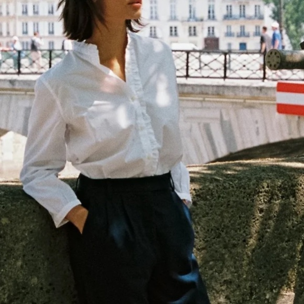 Trovata White Cotton Ramie Coastal Shirt